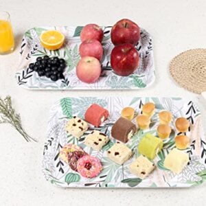 FlosSolis 15.1"x11.3" Serving Tray Set of 2 Leaf Design, Melamine Rectangular Serving Tray/Platters Stackable Sturdy and Easy Clean for Serving Serving Food,Fruit,Desserts,Breakfast,Meals,BPA Free