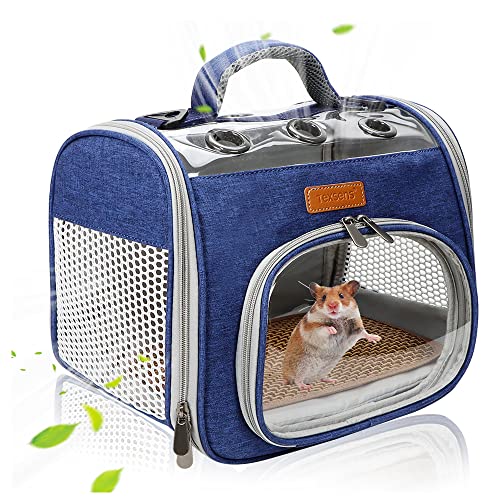 Guinea Pig Carrier - KiiDAS Small Animal Carrier Portable Travel Bag for Hamster Bearded Dragon Rat Hedgehog Squirrel Chinchilla (Blue)