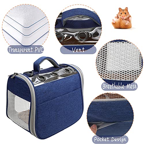 Guinea Pig Carrier - KiiDAS Small Animal Carrier Portable Travel Bag for Hamster Bearded Dragon Rat Hedgehog Squirrel Chinchilla (Blue)