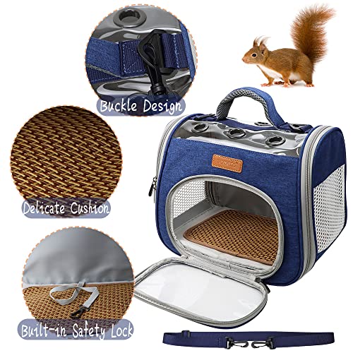 Guinea Pig Carrier - KiiDAS Small Animal Carrier Portable Travel Bag for Hamster Bearded Dragon Rat Hedgehog Squirrel Chinchilla (Blue)