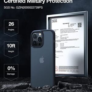 TORRAS Shockproof Designed for iPhone 14 Pro Case, [Military-Grade Drop Tested] Translucent Matte Hard Back with Silicone Slim Protective Anti-Fingerprint Anti-Scratch Phone Case Guardian 2022, Black