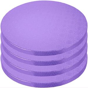12 inch cake boards - 4 pack cake drums 12 inch dia - disposable purple cake board circles - reusable round cake boards - cake base cardboard cake rounds - cake decorating supplies & baking supplies