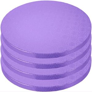 12 Inch Cake Boards - 4 Pack Cake Drums 12 Inch Dia - Disposable Purple Cake Board Circles - Reusable Round Cake Boards - Cake Base Cardboard Cake Rounds - Cake Decorating Supplies & Baking Supplies