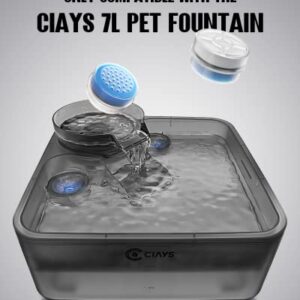 Ciays Replacement Filters Only for Ciays 236oz/7L Pet Water Fountain Ultra-Large Capacity Cat Water Fountain Dual Filtration Dog Water Fountain Bowl with Huge Drinking Area 12 Pcs, Blue