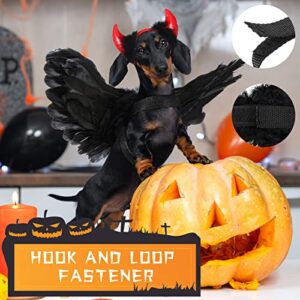 Vicenpal 2 Pcs Dog Devil Costume Halloween Pet Costume Devil Angel Black Wing Horn Headband for Middle Dog Cosplay Party Decoration Funny Gift Cute Pet Dress up Accessories