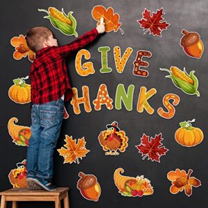 Whaline 47Pcs Fall Thanksgiving Cutouts with 100Pcs Glue Points Give Thanks Cut-Outs Autumn Assorted Pattern Cardboard Paper Cutting for Fall Theme Thanksgiving Classroom Bulletin Border Decor