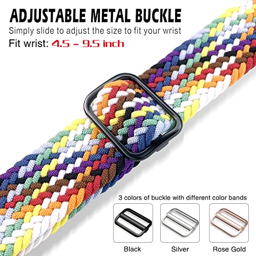 Stretchy Braided Solo Loop Band Compatible with Apple Watch Bands 38mm 40mm 41mm 42mm 44mm 45mm 49mm for Men Women Adjustable Elastic Soft Strap Sport Wristbands for iWatch Series 8 7 6 5 4 3 2 1 SE Ultra