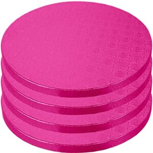 12 inch cake boards - 4 pack cake drums 12 inch dia - disposable pink cake board circles - reusable round cake boards - cake base cardboard cake rounds - cake decorating supplies & baking supplies