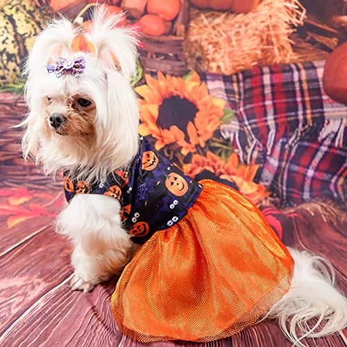 Gyuzh Halloween Dog Dress Puppy Dresses Pumpkin Bat Skull Dresses for Dogs Halloween Pet Puppy Dog Cat Dress Costume for Small Dogs Cats