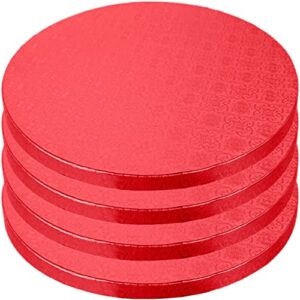 12 inch cake boards - 4 pack cake drums 12 inch dia - disposable red cake board circles - reusable round cake boards - cake base cardboard cake rounds - cake decorating supplies & baking supplies
