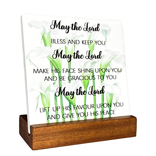 QiCHo Numbers 6:24-26 May The Lord Bless You And Keep You Scripture Art Sign For Desk Decor Gifts - Inspirational Positive Quotes - Christian Encouragement Gifts - Bible Verse