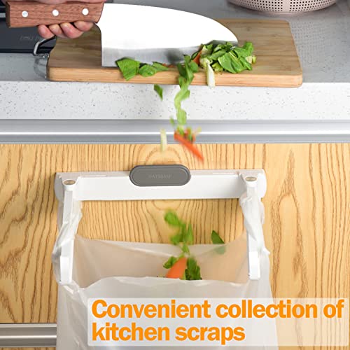 nediea Cabinet Trash Bag Holder, Collapsible ABS Garbage Bag Rack for T-Shirt Bags, Hanging Shopping Bag Holder for Kitchen Cupboard, Under Sink, Bathroom, Bedroom, Toilet, RV (White)