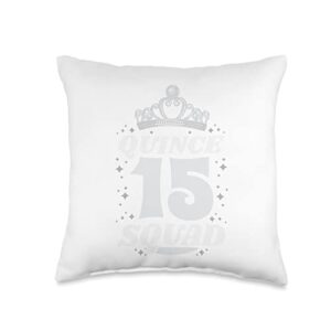 15 birthday quinceanera gifts sweet mexican birthday party quinceanera quince 15 squad throw pillow, 16x16, multicolor
