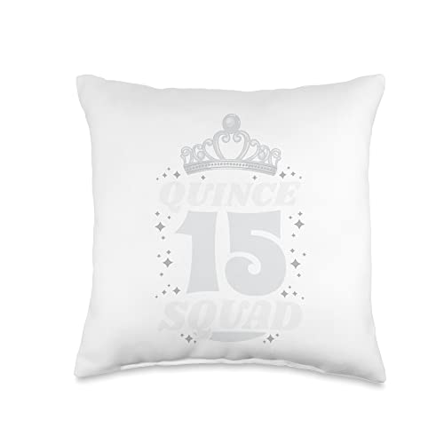 15 Birthday Quinceanera Gifts Sweet Mexican Birthday Party Quinceanera Quince 15 Squad Throw Pillow, 16x16, Multicolor