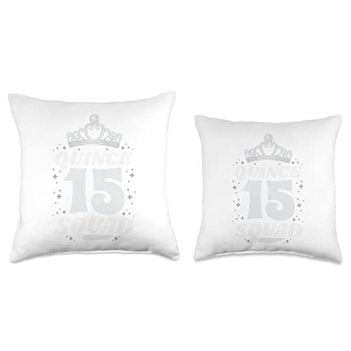 15 Birthday Quinceanera Gifts Sweet Mexican Birthday Party Quinceanera Quince 15 Squad Throw Pillow, 16x16, Multicolor
