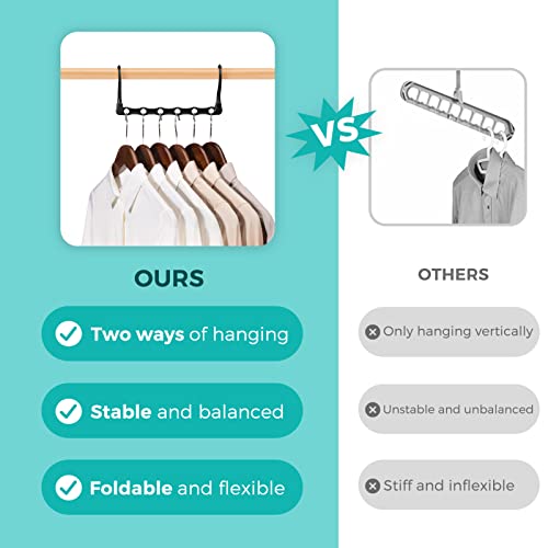 HOUSE DAY Space Saving Hangers for Clothes 10 Pack, Black Magic Hangers Multi Hangers Organizer, Closet Organizers and Storage System Closet Space Saver Hangers, Collapsible Hangers for Clothes