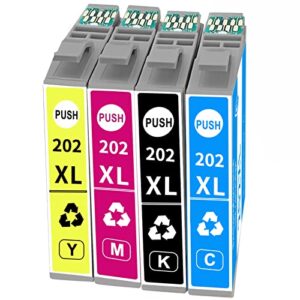 CPRINTER - Remanufactured Epson 202 XL 202XL T202XL Ink Cartridge Replacement for Expression Home XP-5100 Workforce WF-2860 Printer(1 Cyan,1 Magenta,1 Yellow,1 Black)