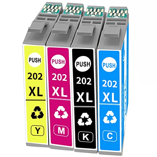 CPRINTER - Remanufactured Epson 202 XL 202XL T202XL Ink Cartridge Replacement for Expression Home XP-5100 Workforce WF-2860 Printer(1 Cyan,1 Magenta,1 Yellow,1 Black)