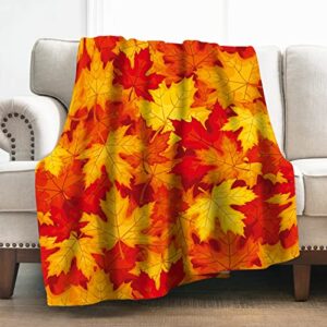 levens maple leaves blanket gifts for women girls boys, autumn fall maple leaf decoration for home bedroom crib thanksgiving day halloween, super soft cozy smooth lightweight throw blankets 50"x60"