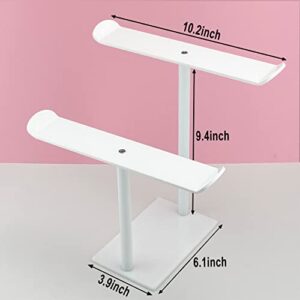 Bigfety Acrylic Headband Holder, 2 Pack White Headband Organizer Stand, Hair Accessories Storage (2-Tier & 2-Panel)