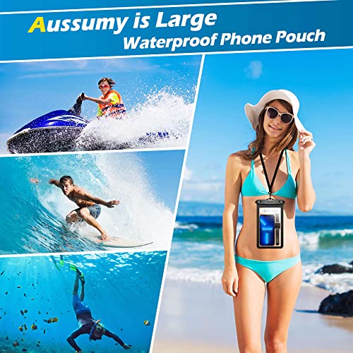 Large Waterproof Cell Phone Pouch : 3 Pack Underwater Clear Cellphone Holder Protector - Universal Water Proof Dry Bag Case with Neck Lanyard for iPhone Samsung Galaxy for Beach Swimming Pool