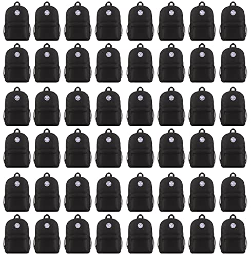 Yacht & Smith 48 Pack 17 Inch Wholesale Children's School Backpack, 12 Assorted Colors - Bulk Water Resistant Knapsacks For School Age Kids (48 Pack Black)