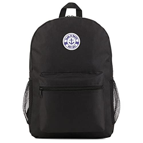 Yacht & Smith 48 Pack 17 Inch Wholesale Children's School Backpack, 12 Assorted Colors - Bulk Water Resistant Knapsacks For School Age Kids (48 Pack Black)