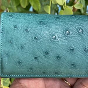 Doubleside Green Body Ostrich leather skin Credit Cardholder, leather credit cardcase, leather creditcard cover