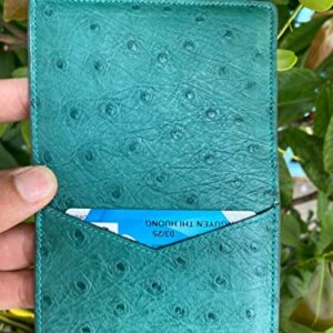 Doubleside Green Body Ostrich leather skin Credit Cardholder, leather credit cardcase, leather creditcard cover