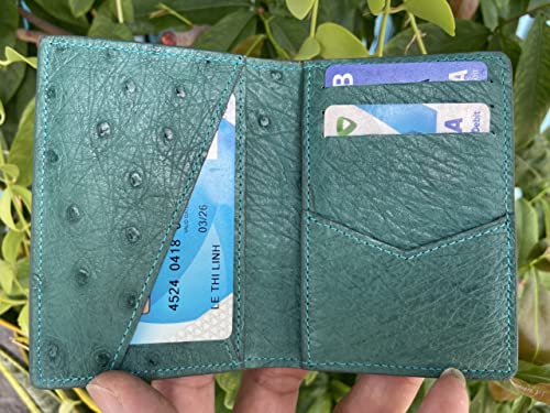 Doubleside Green Body Ostrich leather skin Credit Cardholder, leather credit cardcase, leather creditcard cover