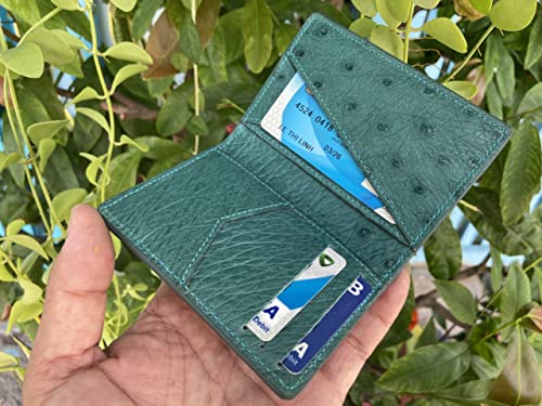 Doubleside Green Body Ostrich leather skin Credit Cardholder, leather credit cardcase, leather creditcard cover