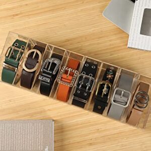 Belt Organizer, Acrylic 5&8 Compartments Belt Case Storage Holder , Clear Belt Display Case for Closet Tie and Bow Tie (8 grids)