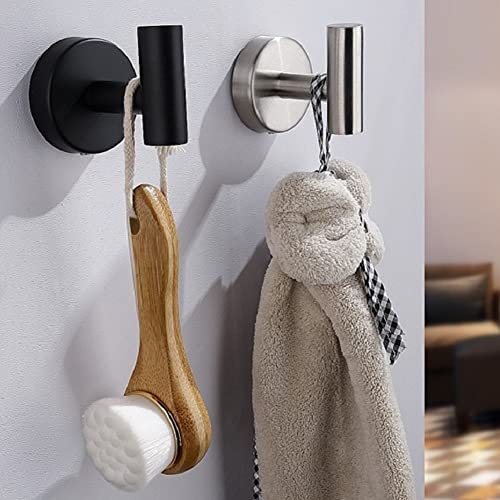 InfantLY Bright 2PCS Bathroom Towel Hook, Stainless Steel Matte Black Coat Robe Clothes Modern Wall Holder Cabinet Closet Sponges for Kitchen Garage Hotel Mounted