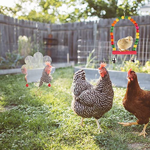 12 PCS Chicken Toys for Chicks Coop Accessories, Chicken Swing Ladder Perch Roosts, Xylophone Toy, Mirror Toy, Chicken Vegetable Fruits String Bag, Pecking Toys and Hanging Feeders for Hens in Coop