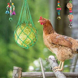 12 PCS Chicken Toys for Chicks Coop Accessories, Chicken Swing Ladder Perch Roosts, Xylophone Toy, Mirror Toy, Chicken Vegetable Fruits String Bag, Pecking Toys and Hanging Feeders for Hens in Coop