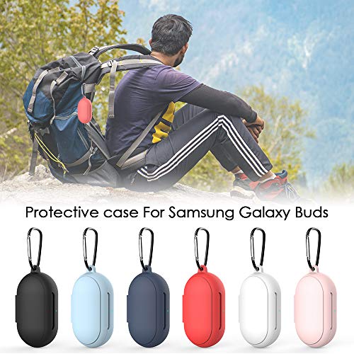 Soft Silicone Skin Case for Samsung Galaxy Buds Plus Case (2020)/ Galaxy Buds Case (2019), Shock-Absorbing Case Cover Accessories with Keychain