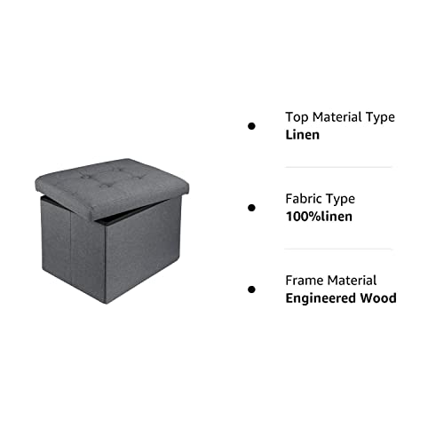 eMOUSE Storage Ottoman Folding Ottomans Footrest Stool for Living Room Bedroom Room Small Bench Foot Stool Rectangle Cube Grey L17W13H13IN
