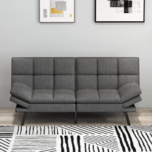 fontoi futon sofa bed memory foam couch sleeper daybed foldable convertible loveseat, dark gray