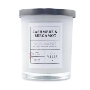 Willa Cashmere & Bergamot Highly Scented Candle - All Natural Soy Wax Luxury Candles Made in The USA with Essential Oils - Best for a Home / Aromatherapy / Gift / Spa / Bathroom 9oz Jar Candle