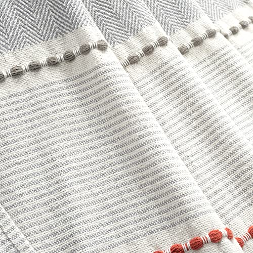 Lush Decor Herringbone Stripe Yarn Dyed Cotton Woven Tassel Throw Blanket, 60" x 50", Yellow & Gray