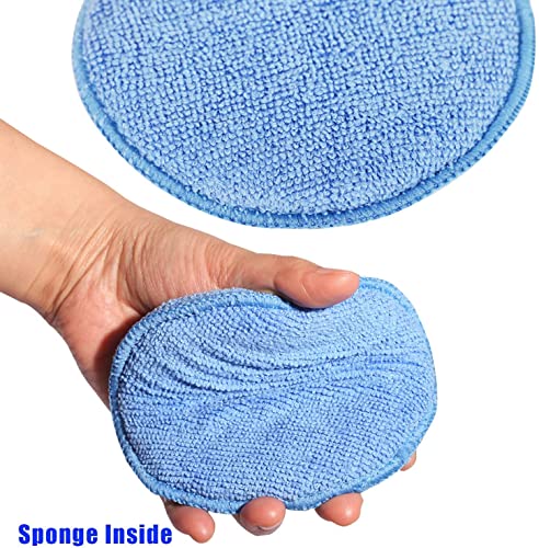 FONAROLL Microfiber Wax Applicator Pads, Car Wax Applicator, Buffing & Detail Polishing Foam Pads for Car Cleaning and Fine Polishing (5" Diameter, 6 Pack)…