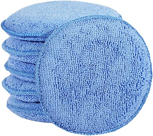 FONAROLL Microfiber Wax Applicator Pads, Car Wax Applicator, Buffing & Detail Polishing Foam Pads for Car Cleaning and Fine Polishing (5" Diameter, 6 Pack)…