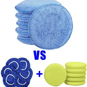 FONAROLL Microfiber Wax Applicator Pads, Car Wax Applicator, Buffing & Detail Polishing Foam Pads for Car Cleaning and Fine Polishing (5" Diameter, 6 Pack)…