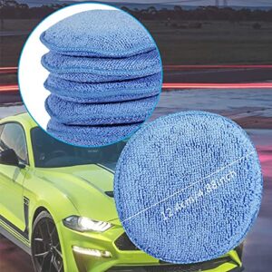 FONAROLL Microfiber Wax Applicator Pads, Car Wax Applicator, Buffing & Detail Polishing Foam Pads for Car Cleaning and Fine Polishing (5" Diameter, 6 Pack)…