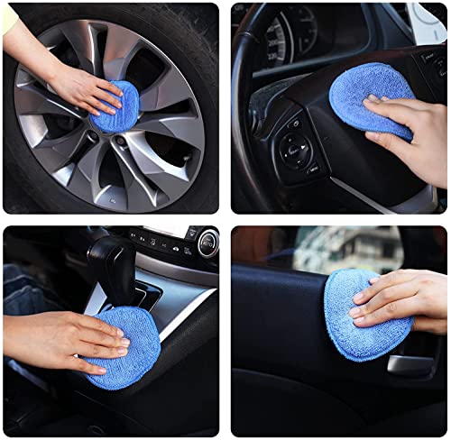 FONAROLL Microfiber Wax Applicator Pads, Car Wax Applicator, Buffing & Detail Polishing Foam Pads for Car Cleaning and Fine Polishing (5" Diameter, 6 Pack)…