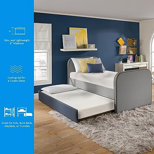 Irvine Home Collection Twin Size 6-Inch, Cooling Gel Memory Foam Mattress, Medium Firm, Cool Sleep and Pressure Relief, CertiPUR-US Certified, Great for Kids, Bunk Beds, Trundles, Campers, Daybeds