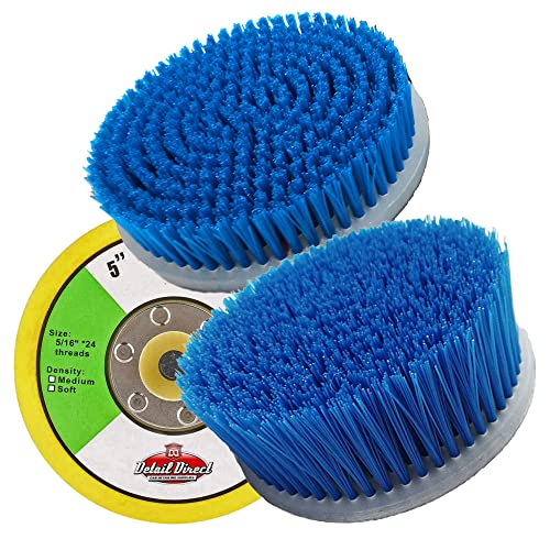 Detail Direct Carpet and Upholstery Brush Kit with 5" Backing Plate for Dual Action Polishers, Hook and Loop (3 Piece Set)