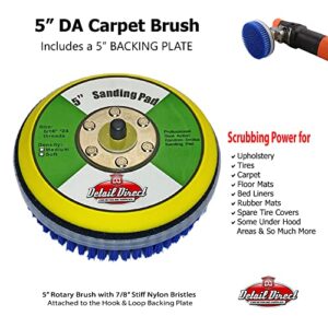 Detail Direct Carpet and Upholstery Brush Kit with 5" Backing Plate for Dual Action Polishers, Hook and Loop (3 Piece Set)