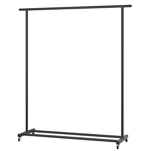 Buzowruil Clothing Rack Clothes Rack Standard Rod Simple Rolling Metal Garment Rack Organizer Freestanding Hanger with Wheels,Black