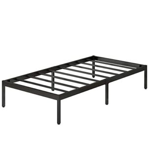 miocasa metal platform bed frame twin size heavy duty industrial bed with steel slat support easy assembly non-slip large under bed storage space 14 inch